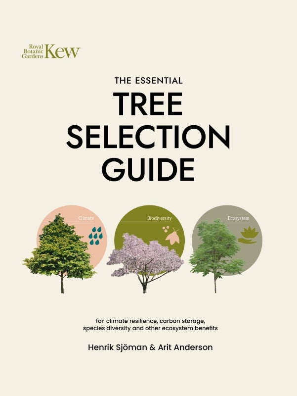The front cover of a book titled, "The Essential Tree Selection Guide."
